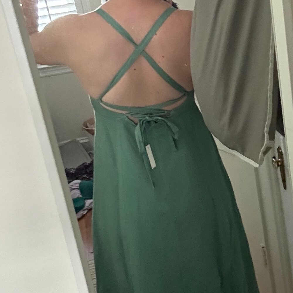 Madewell Tie-Back Cami Midi Dress in Trellis Green, Size 8